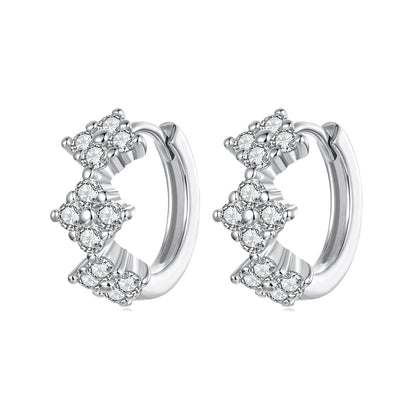 925 Sterling Silver Earrings with Pavé Setting CZ - 1.2*0.65cm, White Gold Plated for Women  DestGlow