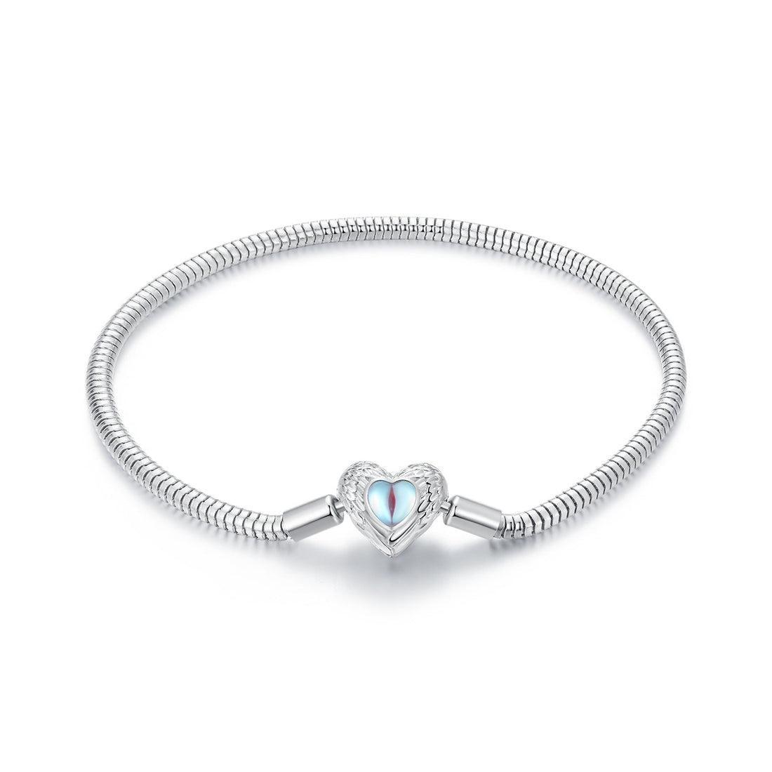 925 Sterling Silver Moonstone Bracelet 17.0 cm with White Gold Plating for Women  DestGlow