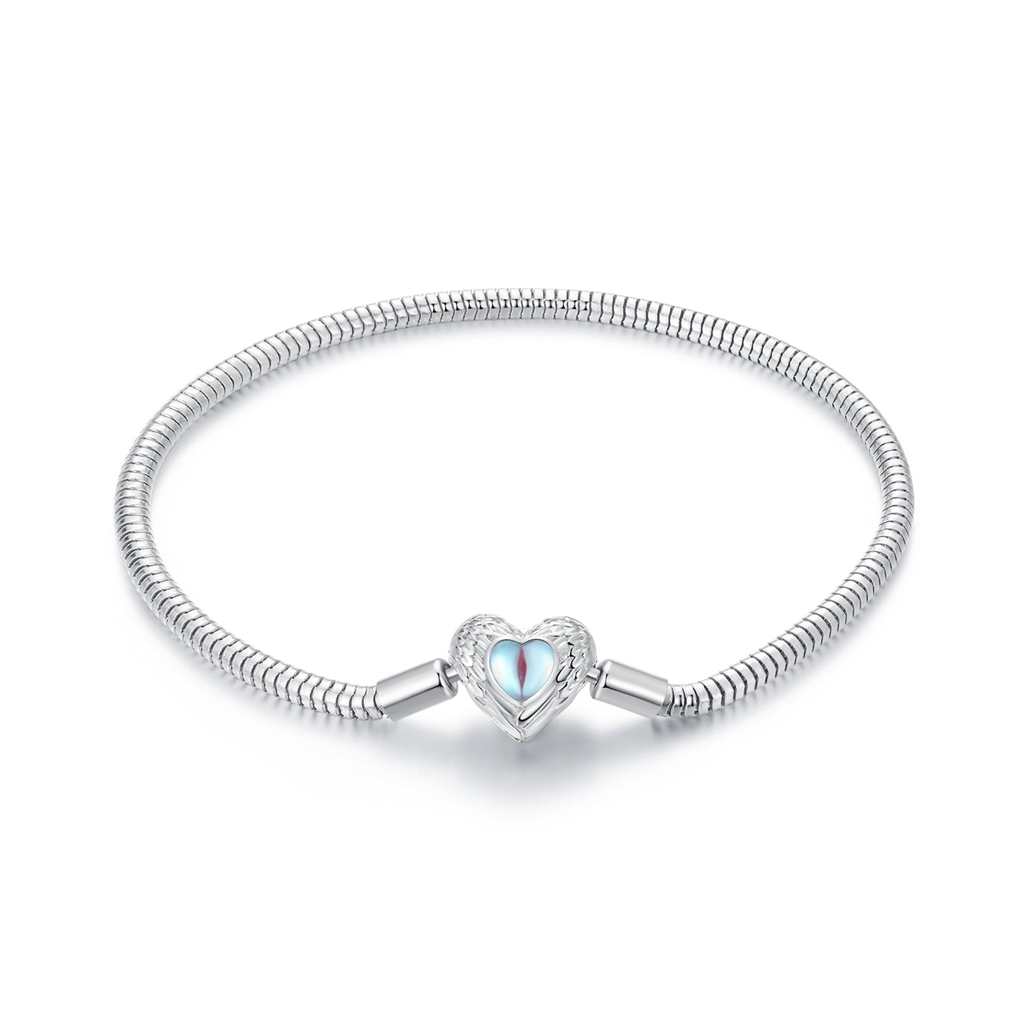 925 Sterling Silver Moonstone Bracelet 17.0 cm with White Gold Plating for Women  DestGlow
