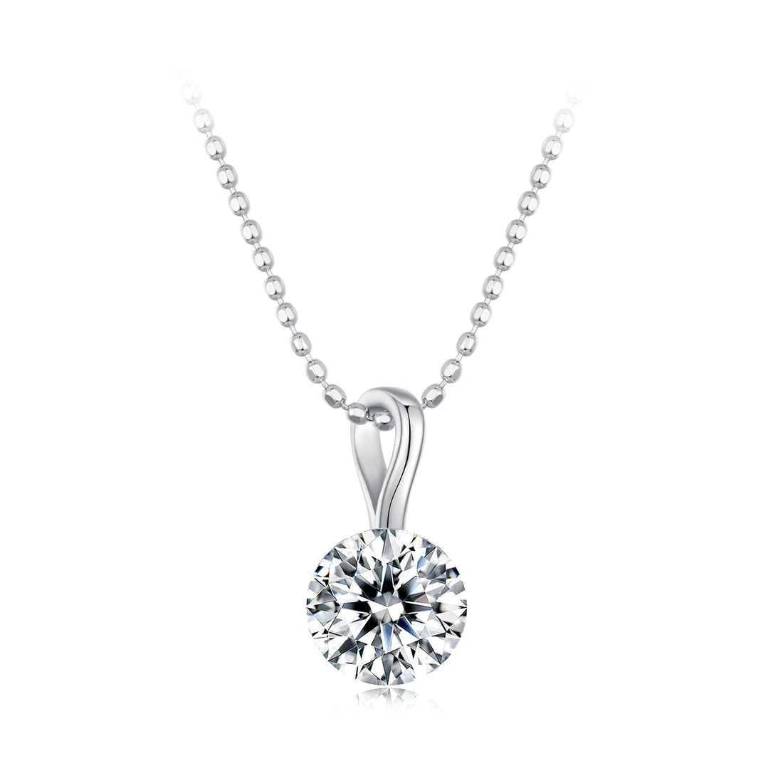 925 Sterling Silver Moissanite Necklace 40+5cm with White Gold Plating for Women  DestGlow