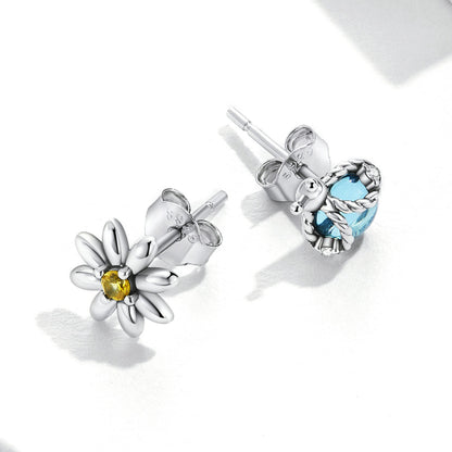 925 Sterling Silver Ladybird Earrings with Pavé Set CZ, 0.7cm for Women  DestGlow