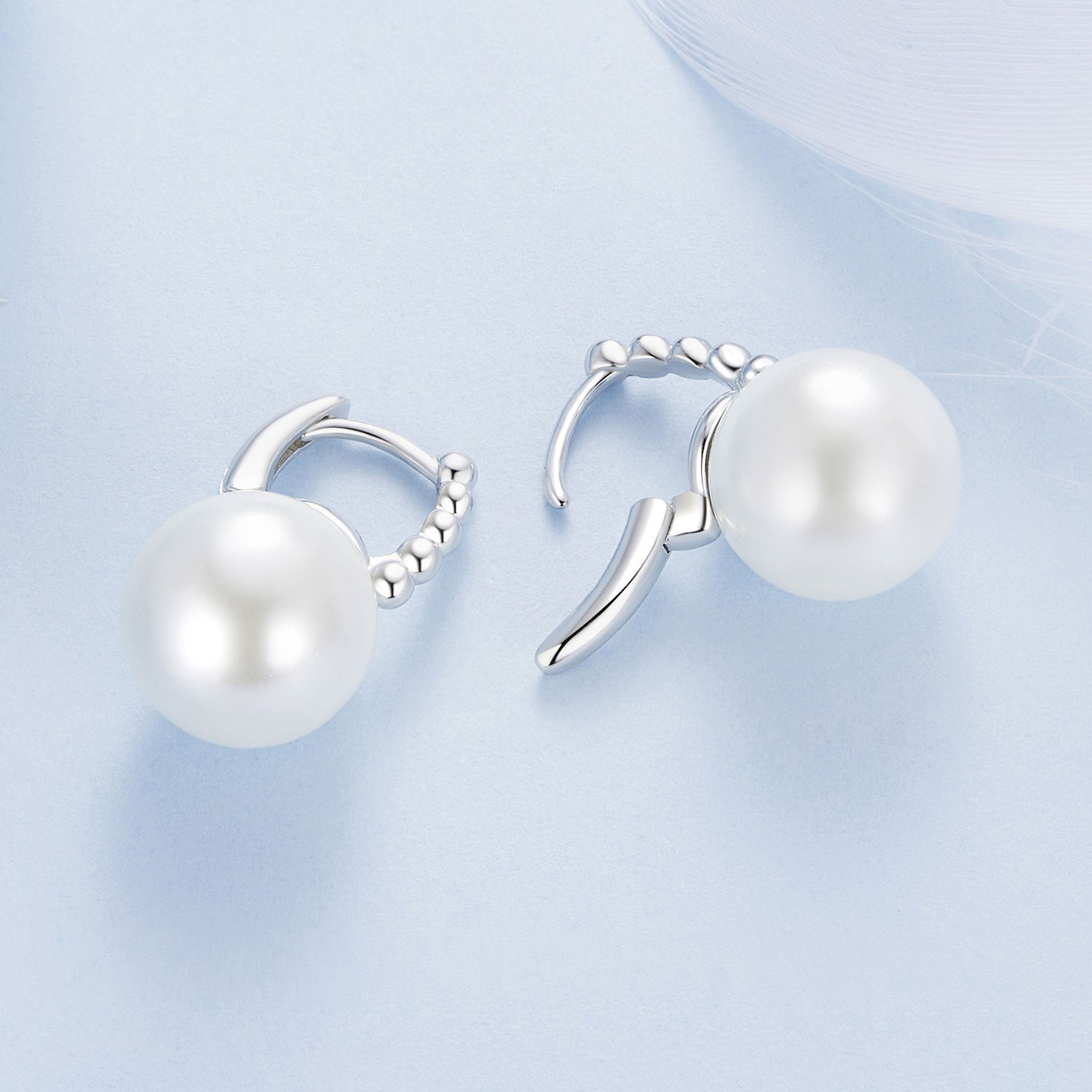 925 Sterling Silver Earrings with White Gold Plating and Shell Pearl for Women  DestGlow