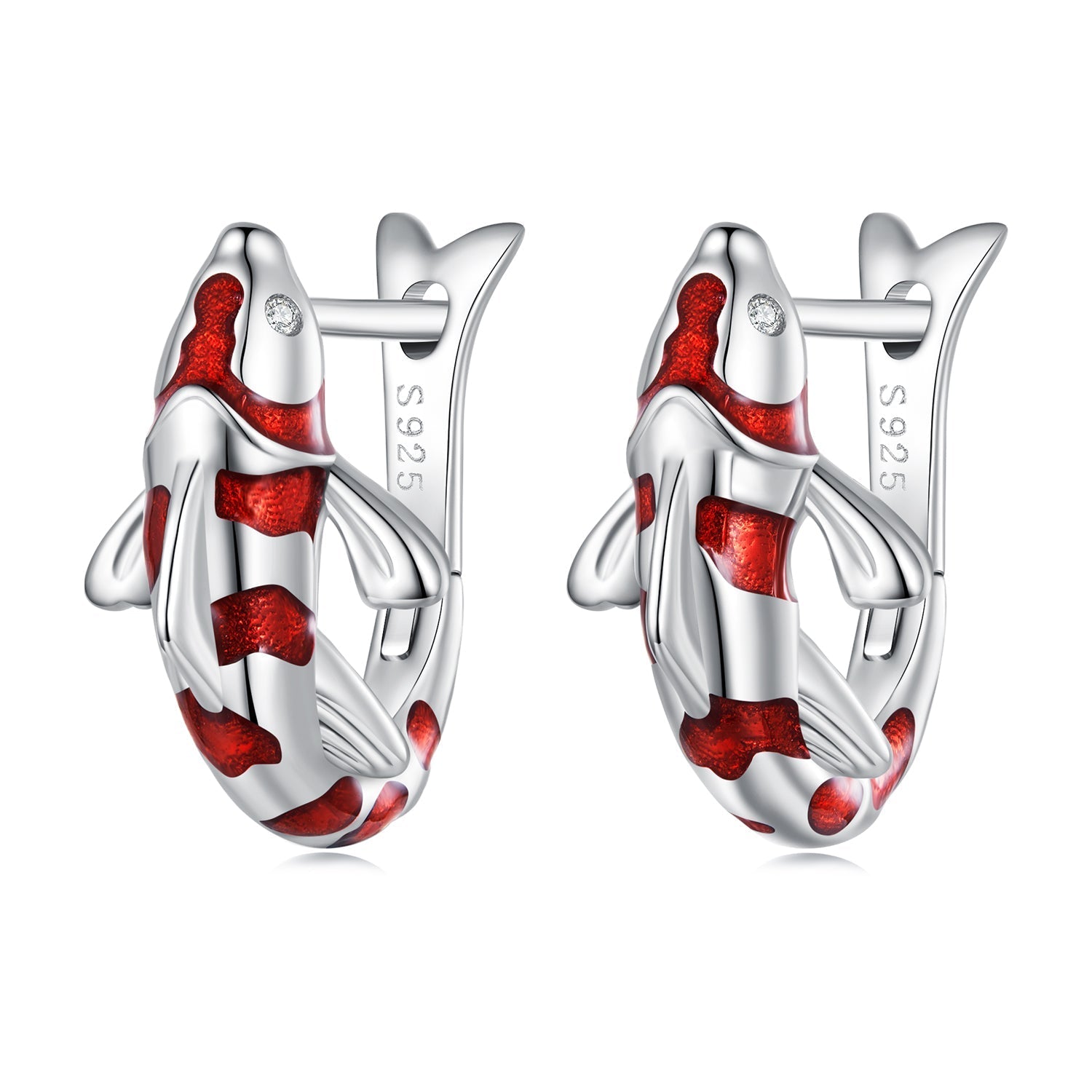 925 Sterling Silver Enamel and CZ Earrings with Platinum Plating for Women  DestGlow