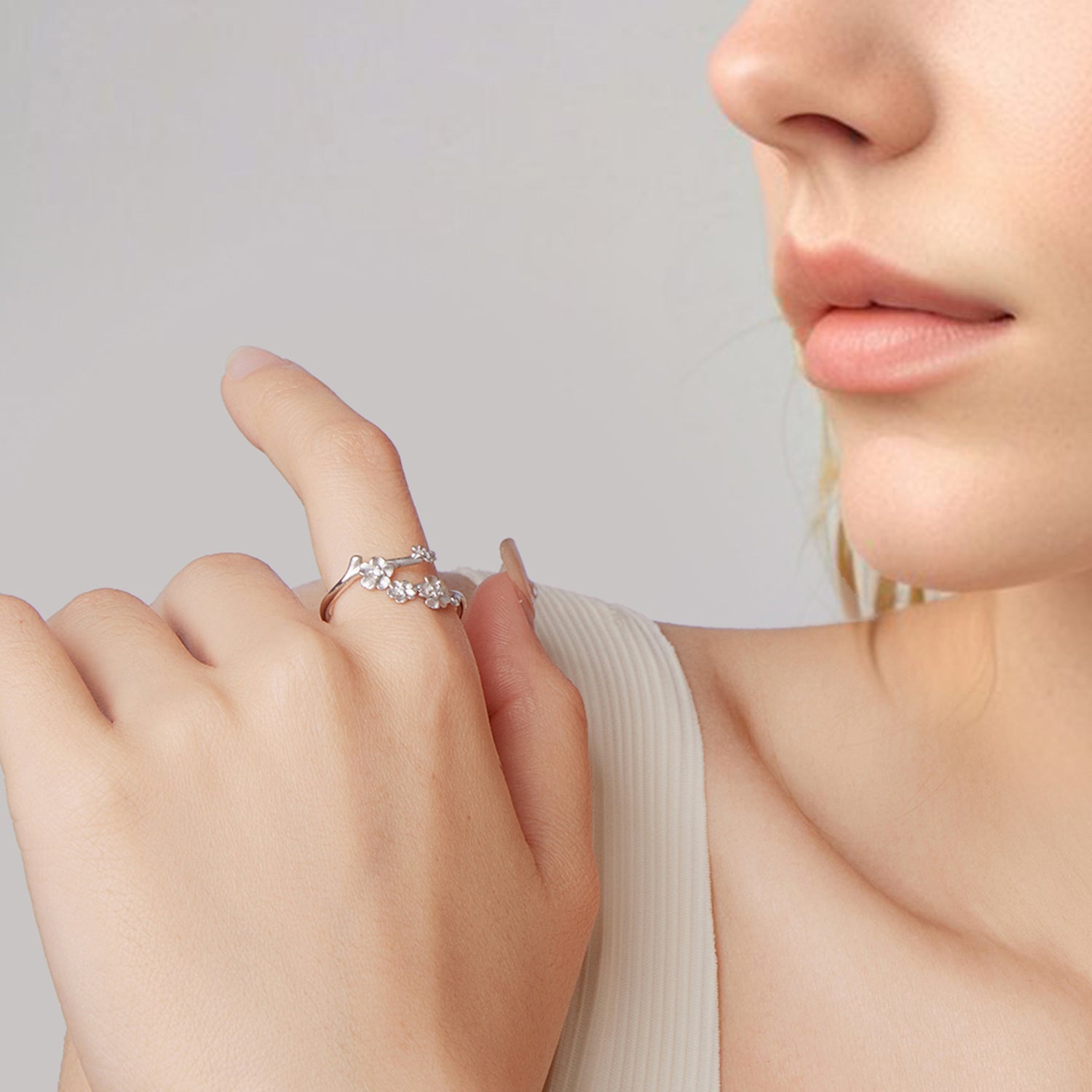 925 Sterling Silver Plated White Gold Ring for Women  DestGlow