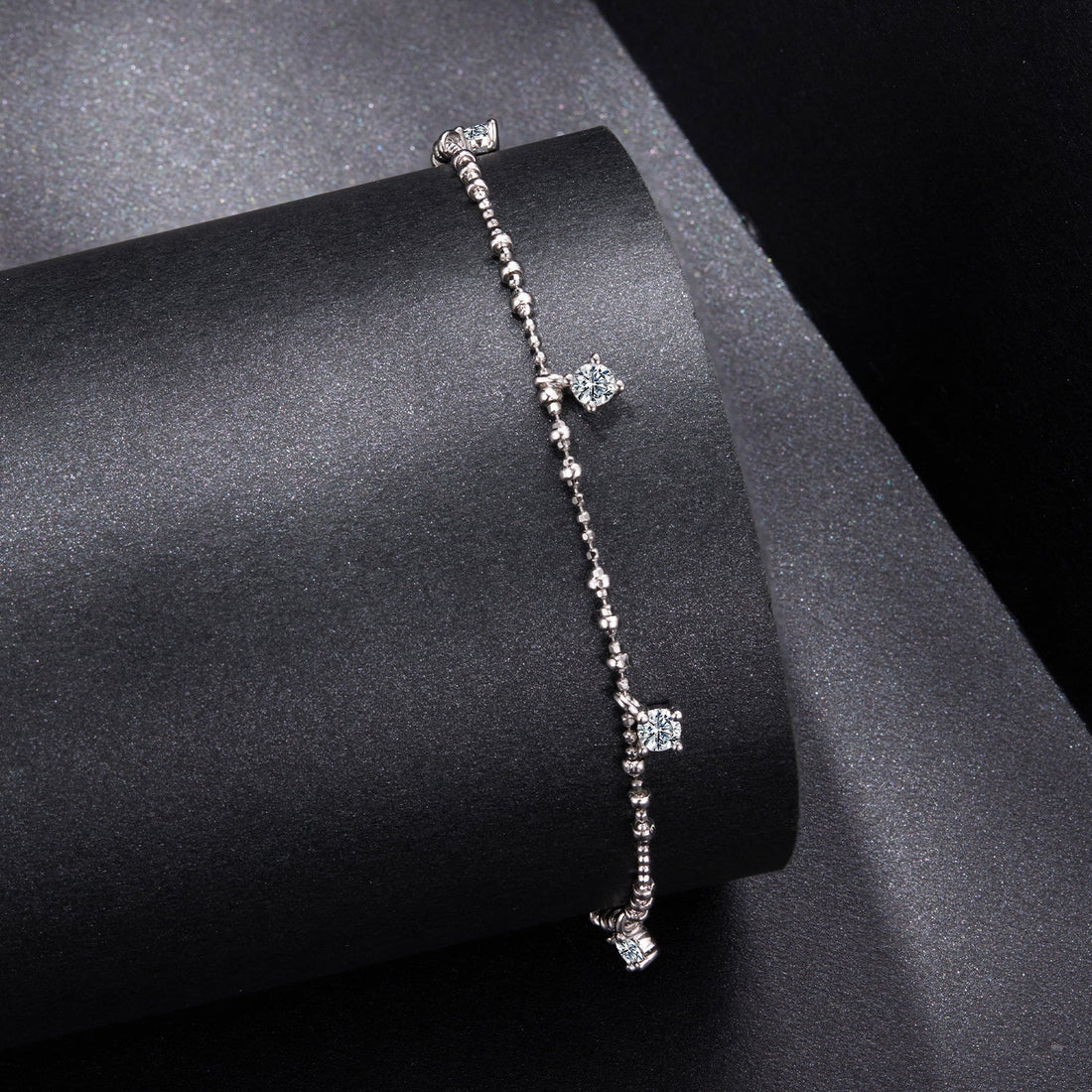 925 Sterling Silver &amp; Moissanite Bracelet for Women - 15+6cm, Plated White Gold  DestGlow