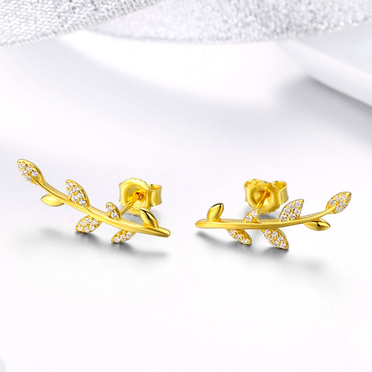 925 Sterling Silver Earrings with Gold Plating and CZ - 0.9x2.5cm for Women  DestGlow