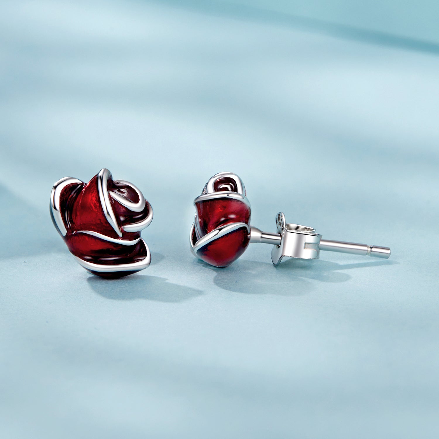 925 Sterling Silver Enamel Plated White Gold Earrings 0.7*1cm for Women  DestGlow