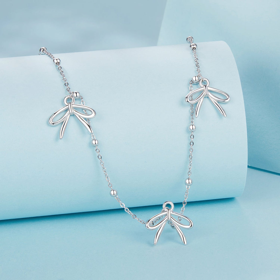 925 Sterling Silver + Plated White Gold Necklace with Adjustable Length for Women  DestGlow