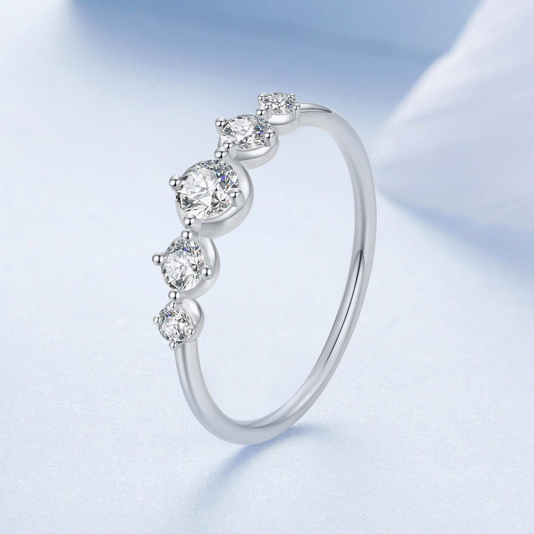925 Sterling Silver Ring Size 6.0 with Pavé CZ in White Gold Finish for Women  DestGlow