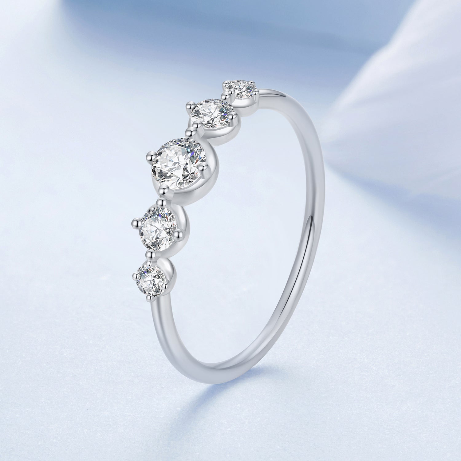 925 Sterling Silver Ring Size 6.0 with Pavé CZ in White Gold Finish for Women  DestGlow
