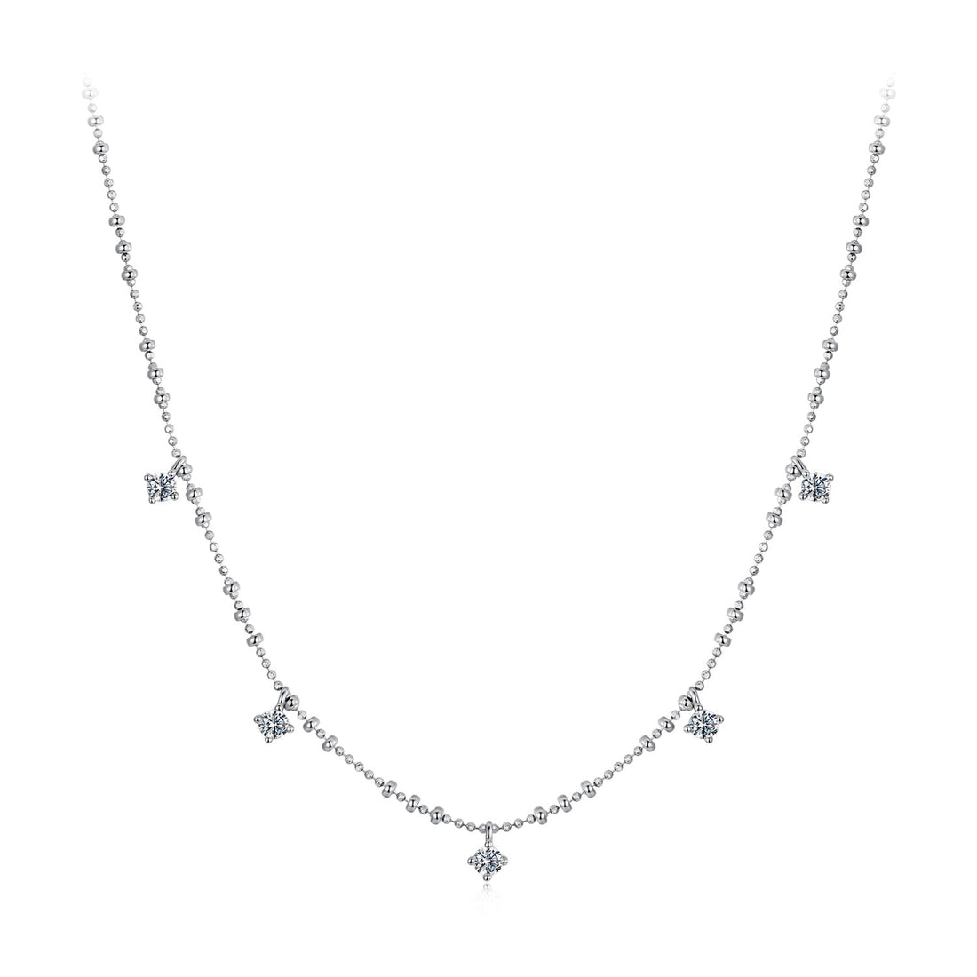 925 Sterling Silver 0.10ct Moissanite Necklace in White Gold, 40+5cm Chain for Women  DestGlow