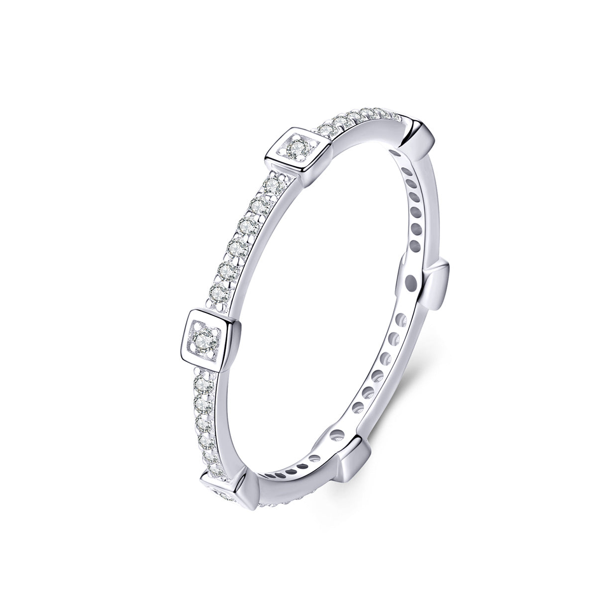 925 Sterling Silver Ring with Pavé Setting CZ - Size 6.0  DestGlow