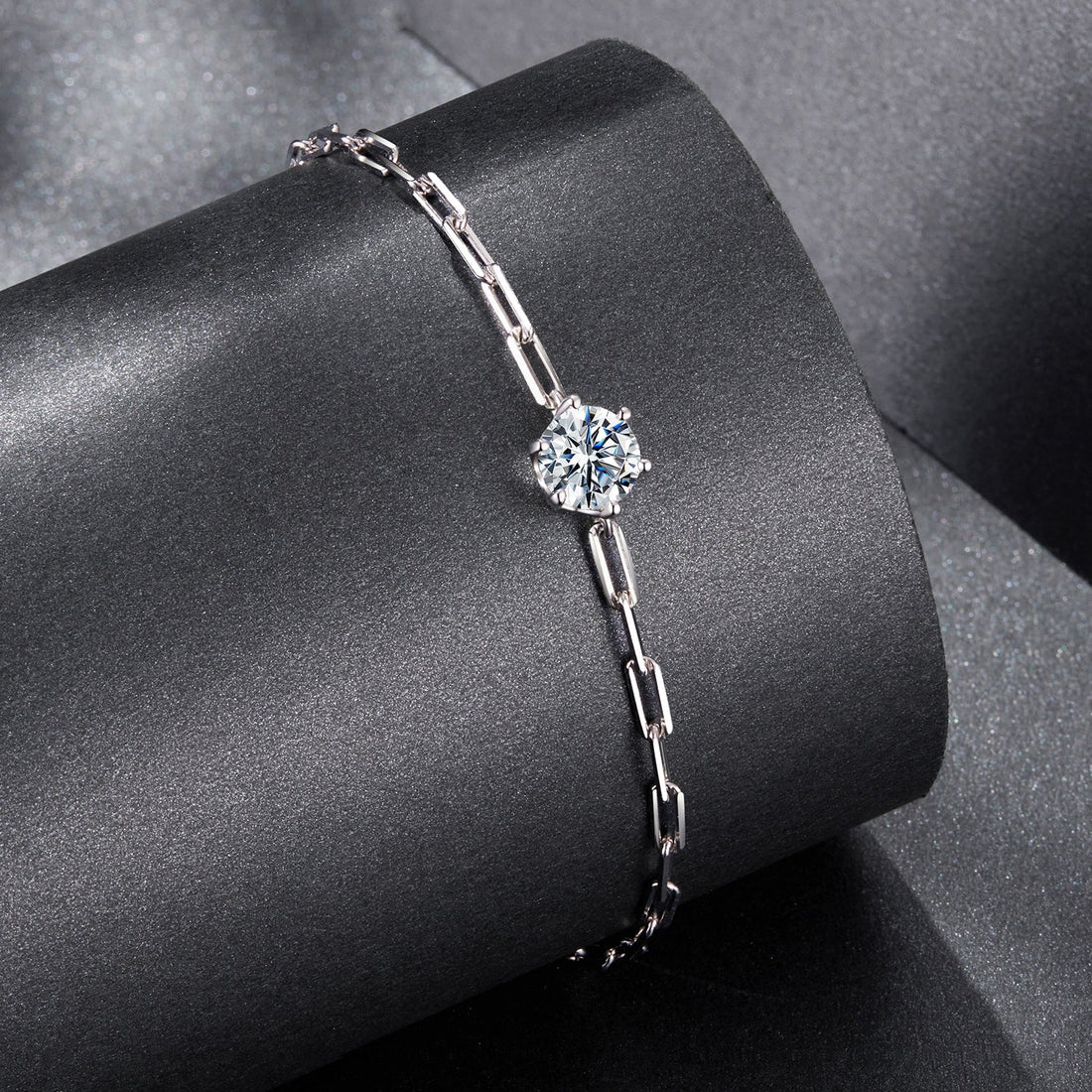 925 Sterling Silver Plated White Gold Moissanite Bracelet 15+6cm for Women  DestGlow