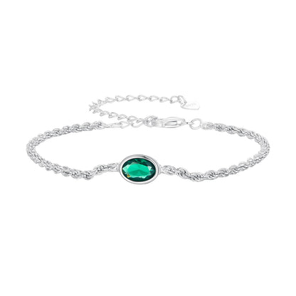 925 Sterling Silver Bracelet with CZ Pendants 150mm + 60mm Adjustable Size  DestGlow
