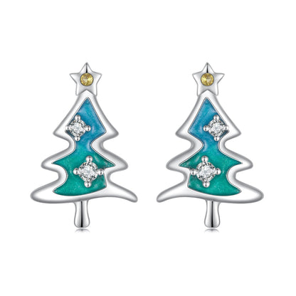 925 Sterling Silver Enamel Pavé CZ Earrings for Women