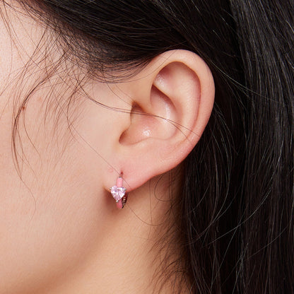 S925 Sterling Silver Enamel Platinum Plated Earrings with 6mm CZ for Women  DestGlow
