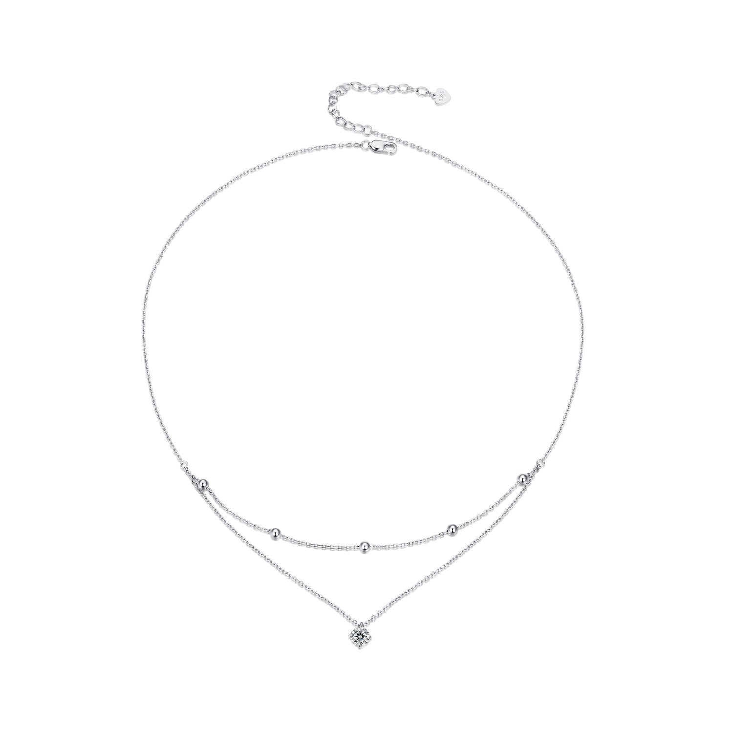 925 Sterling Silver Plated Platinum 5.0mm Moissanite Necklace for Women  DestGlow