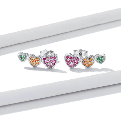 925 Sterling Silver Earrings with Pavé Setting and Plated Platinum, Size: 0.5*1.3cm, Women  DestGlow