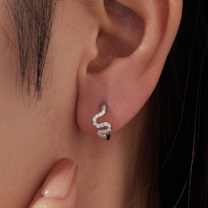 925 Sterling Silver Hoop Earrings with White Gold Plating and CZ Stones  DestGlow