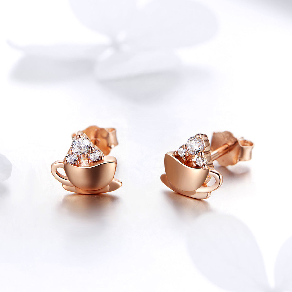 925 Sterling Silver Rose Gold Plated Pavé CZ Earrings for Women  DestGlow