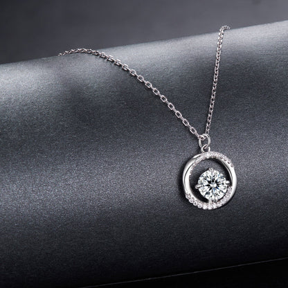 925 Sterling Silver Moissanite Necklace 40+5cm with CZ for Women