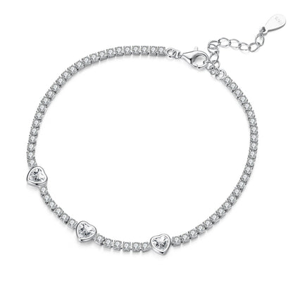 925 Sterling Silver &amp; Pavé Setting CZ Bracelet with White Gold Plating for Women  DestGlow