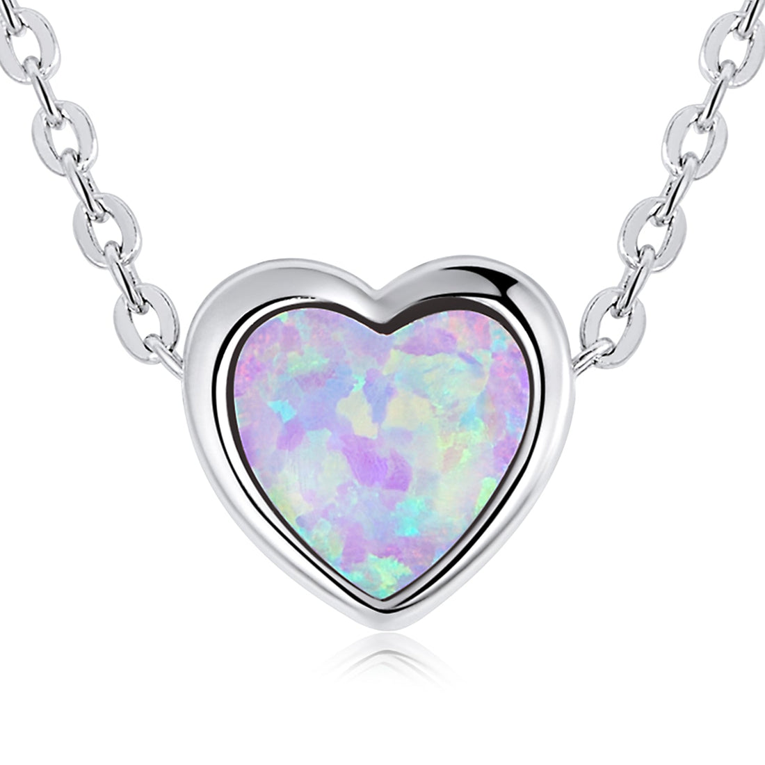 925 Sterling Silver and Platinum Plated Translucent Opal Necklace, 43.5cm Adjustable Chain, for Women  DestGlow