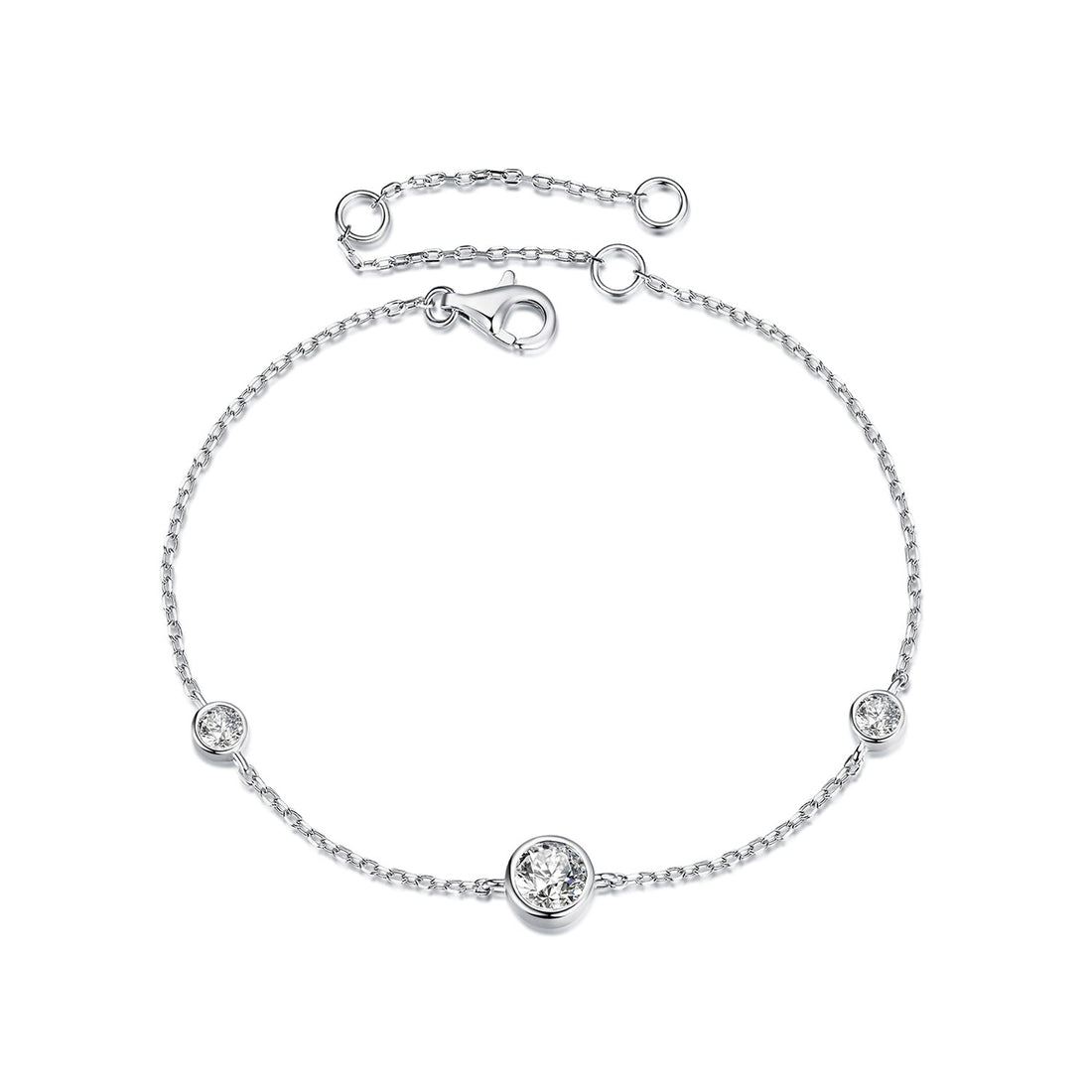 925 Sterling Silver 5mm Moissanite &amp; 3mm Moissanite Bracelet for Women  DestGlow