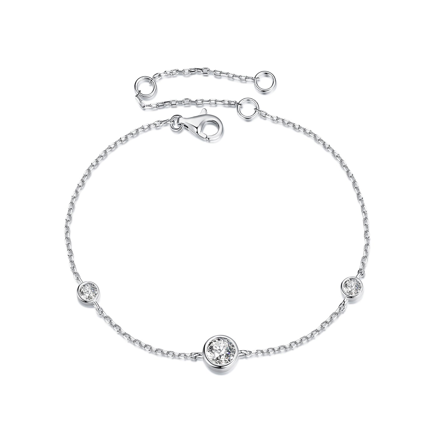 925 Sterling Silver 5mm Moissanite &amp; 3mm Moissanite Bracelet for Women