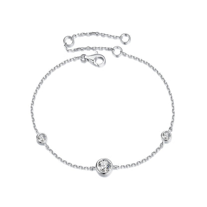 925 Sterling Silver 5mm Moissanite &amp; 3mm Moissanite Bracelet for Women