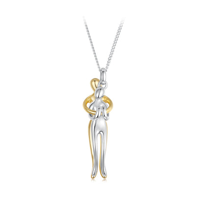925 Sterling Silver Plated White Gold &amp; Gold Necklace 40+5cm for Women  DestGlow