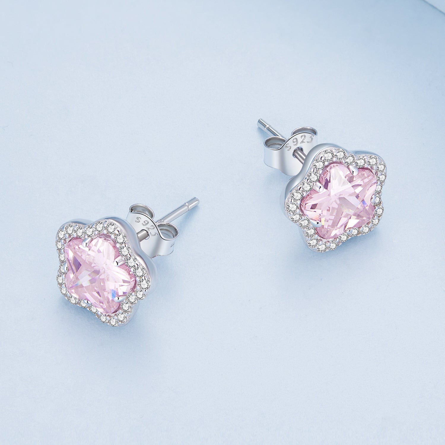 925 Sterling Silver Earrings with Pavé Setting CZ and Transparent Glass for Women  DestGlow