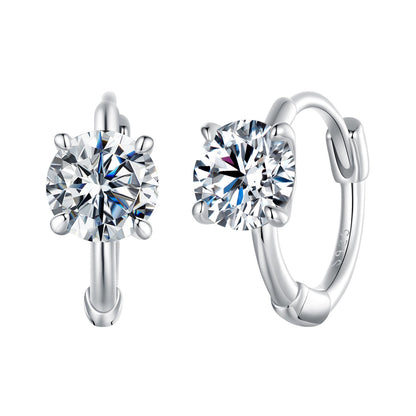 925 Sterling Silver &amp; White Gold Plated 0.5 Carat Moissanite Earrings for Women