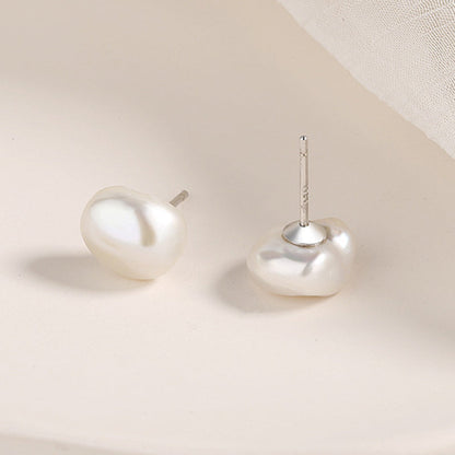 925 Sterling Silver White Gold Plated Freshwater Pearl Earrings  DestGlow