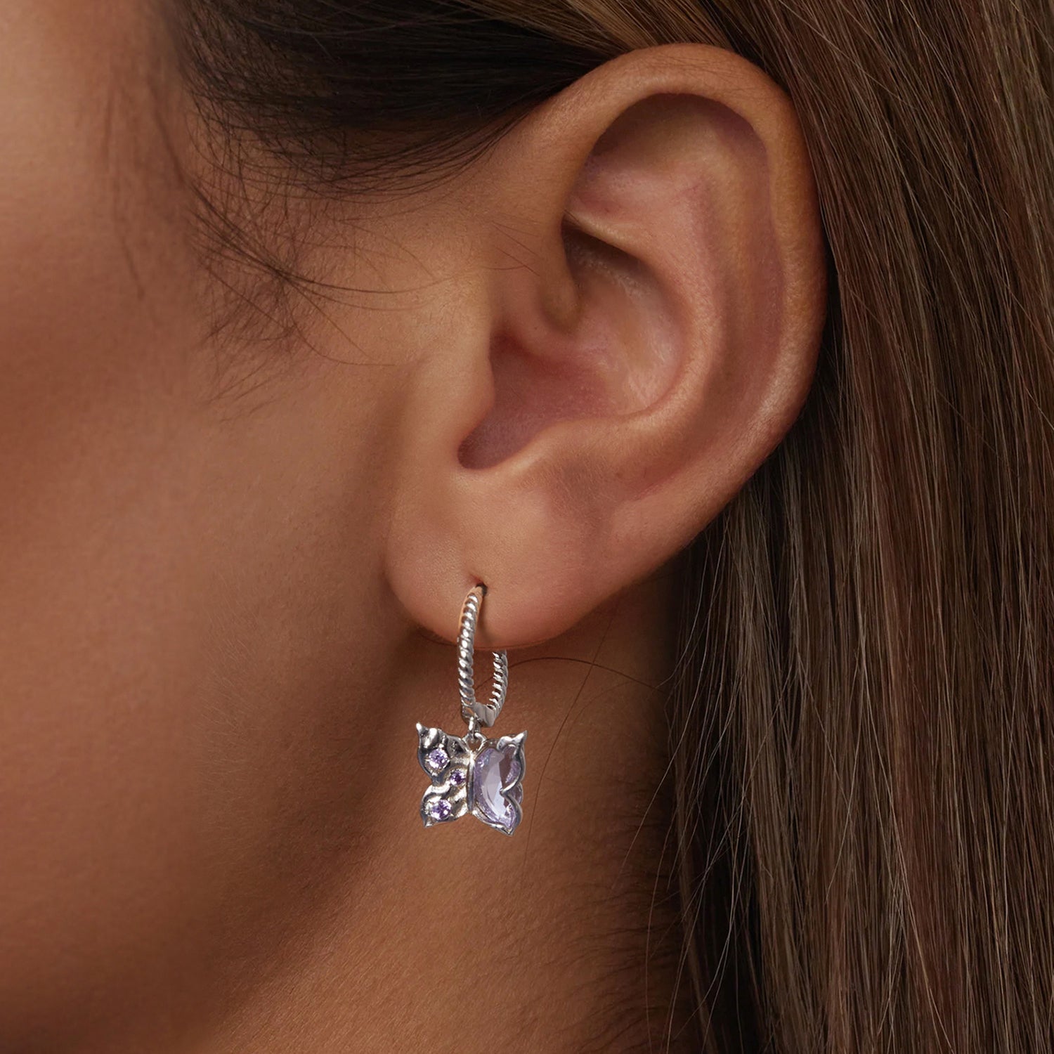 925 Sterling Silver Earrings with Pavé Setting CZ and Transparent Glass for Women  DestGlow