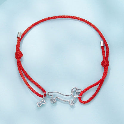 925 Sterling Silver White Gold Plated Adjustable Bracelet with Cotton Cord for Women  DestGlow