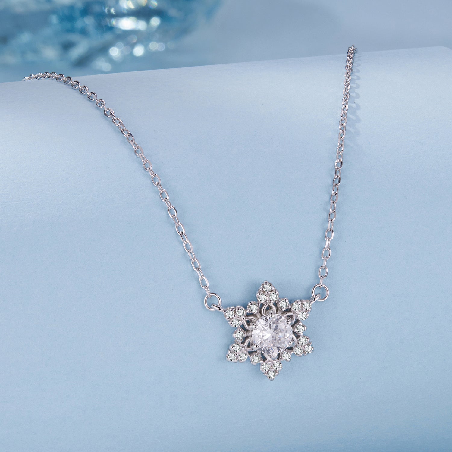 925 Sterling Silver White Gold Plated CZ Necklace 45cm for Women  DestGlow