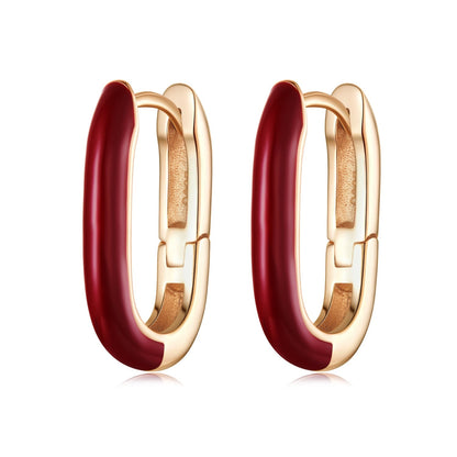 925 Sterling Silver Plated Rose Gold Enamel Earrings for Women  DestGlow