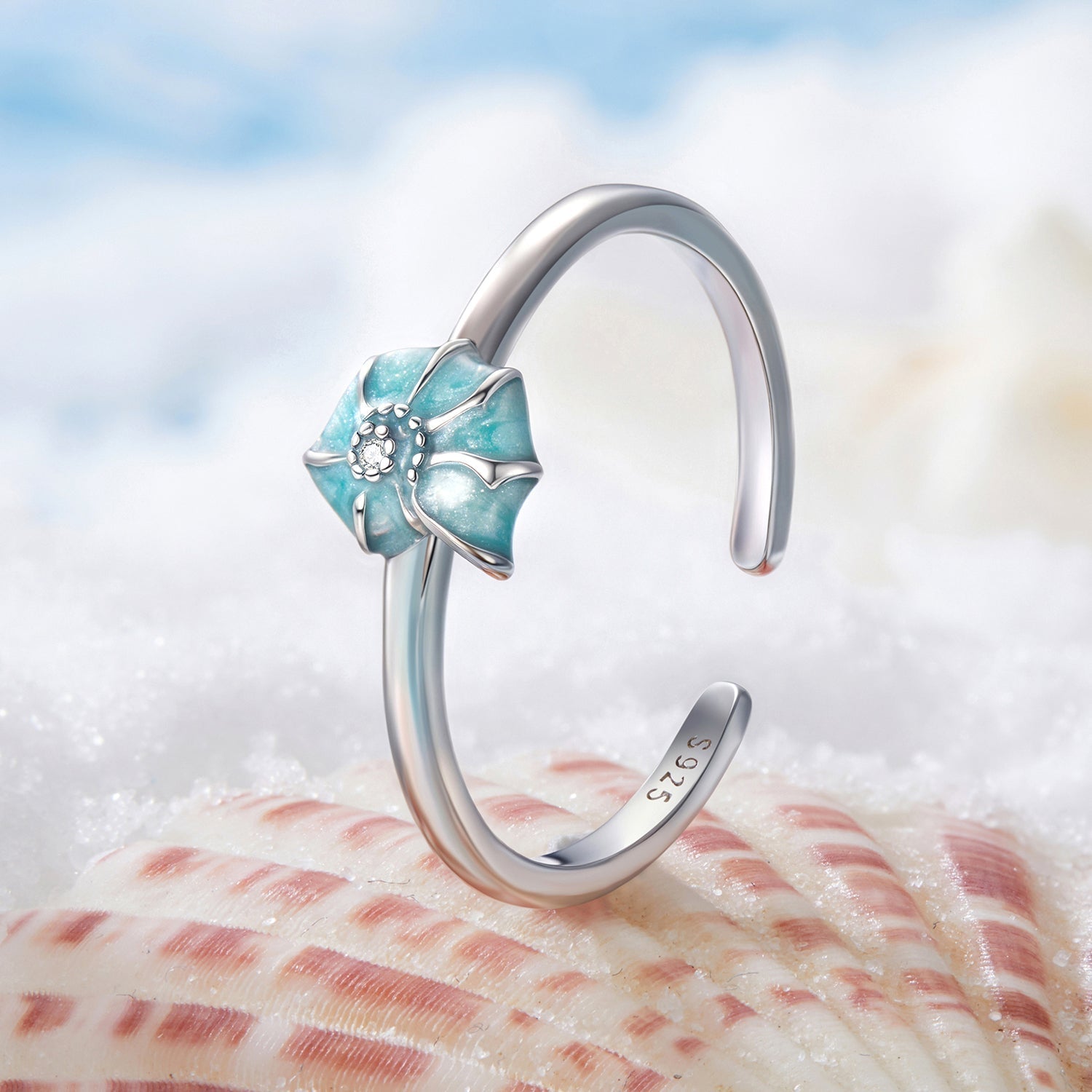 925 Sterling Silver Enamel Pavé CZ Spiral Ring for Women  DestGlow