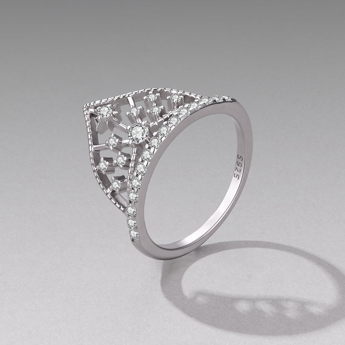 925 Sterling Silver White Gold Plated Ring with Pavé Setting CZ Size 6 for Women  DestGlow
