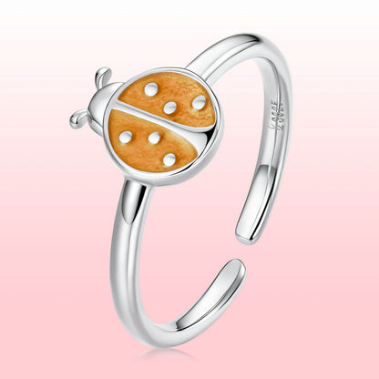 S925 Sterling Silver Ladybird Enamel Ring for Women  DestGlow