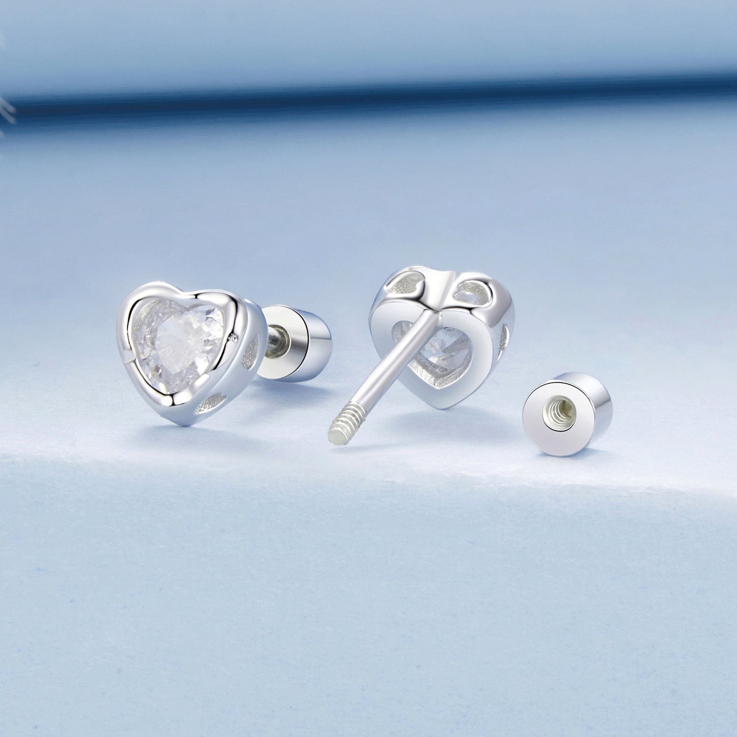 925 Sterling Silver Earrings with Plated White Gold &amp; Pavé Setting CZ, 0.5cm for Women  DestGlow