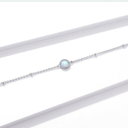 925 Sterling Silver Opal Bracelet for Women - Adjustable Size, Translucent Color  DestGlow