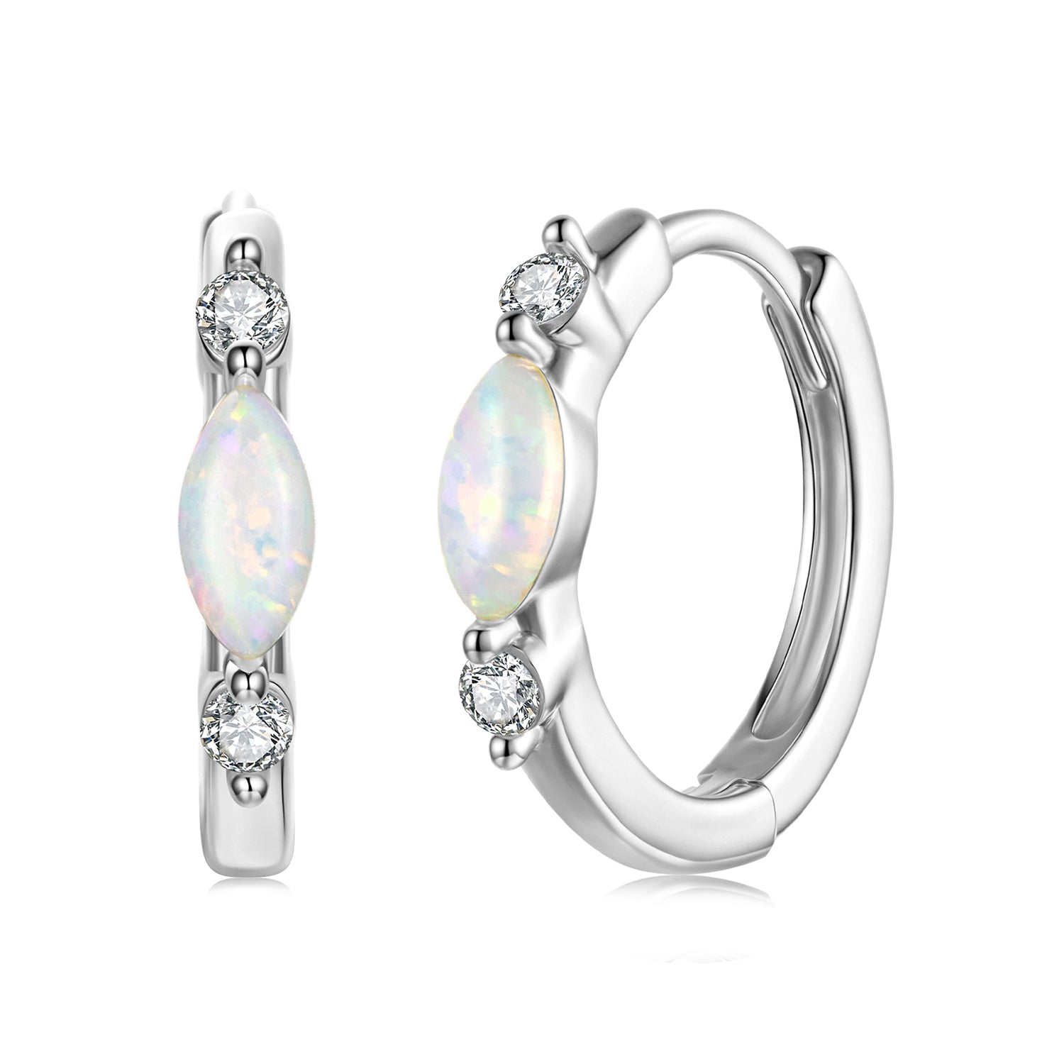 925 Sterling Silver Moissanite and Opal White Gold Plated Earrings for Women  DestGlow