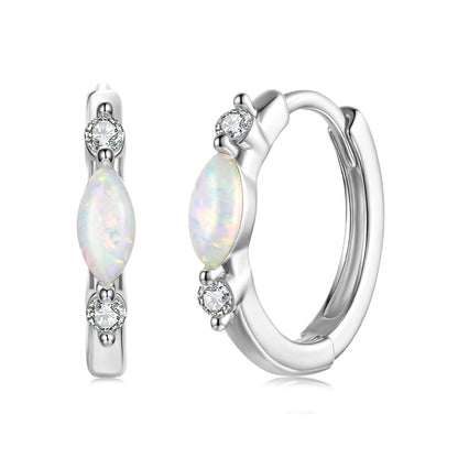 925 Sterling Silver Moissanite and Opal White Gold Plated Earrings for Women  DestGlow