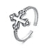 925 Sterling Silver Oxidized Silver 0.18cm Crucifix Adjustable Ring for Women  DestGlow