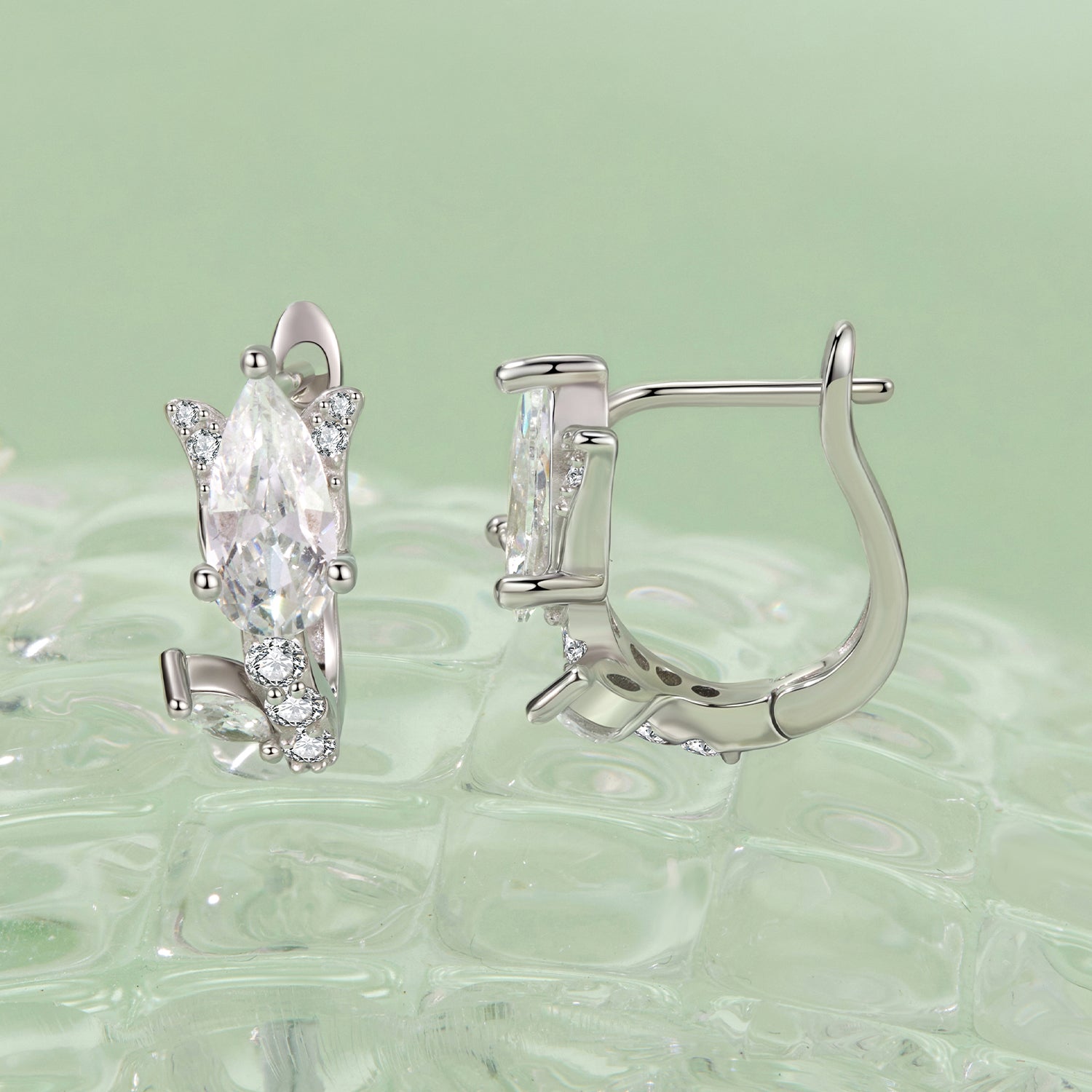 925 Sterling Silver Earrings with White Gold Plating and CZ  DestGlow