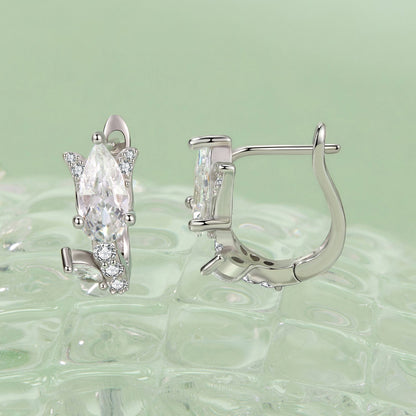 925 Sterling Silver Earrings with White Gold Plating and CZ  DestGlow