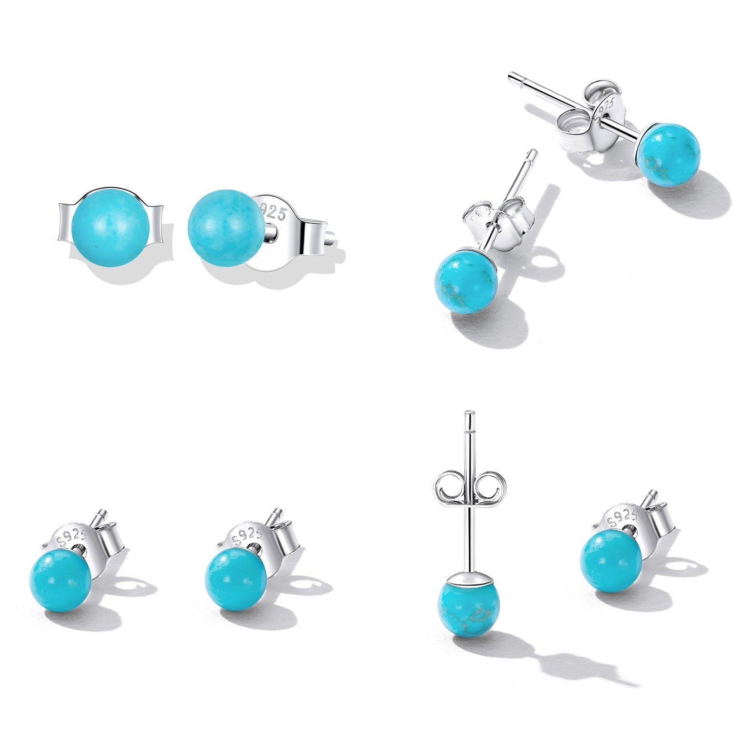 925 Sterling Silver Turquoise Earrings 0.4cm for Women  DestGlow