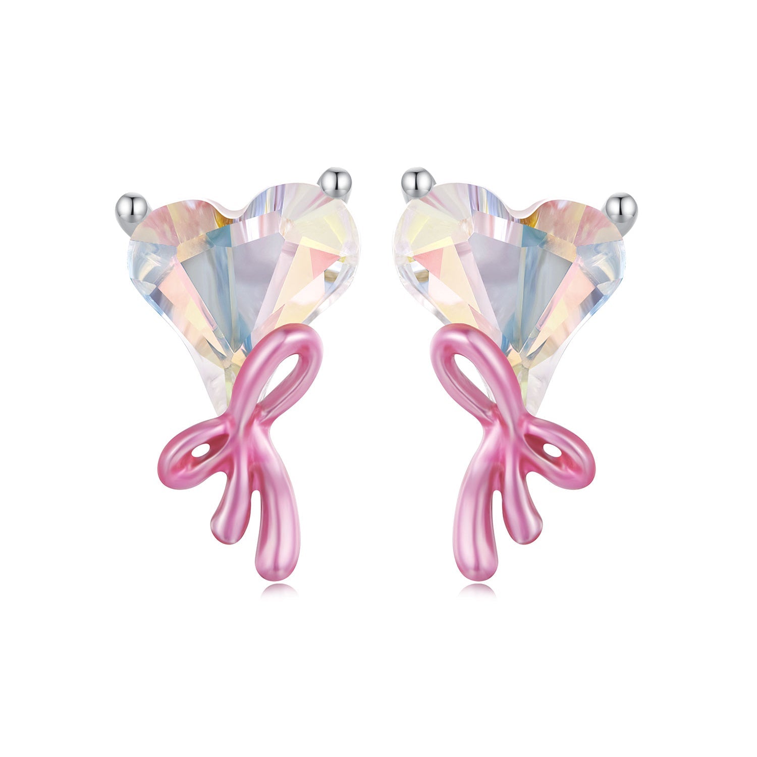 925 Sterling Silver Enamel Earrings with Transparent Glass for Women  DestGlow